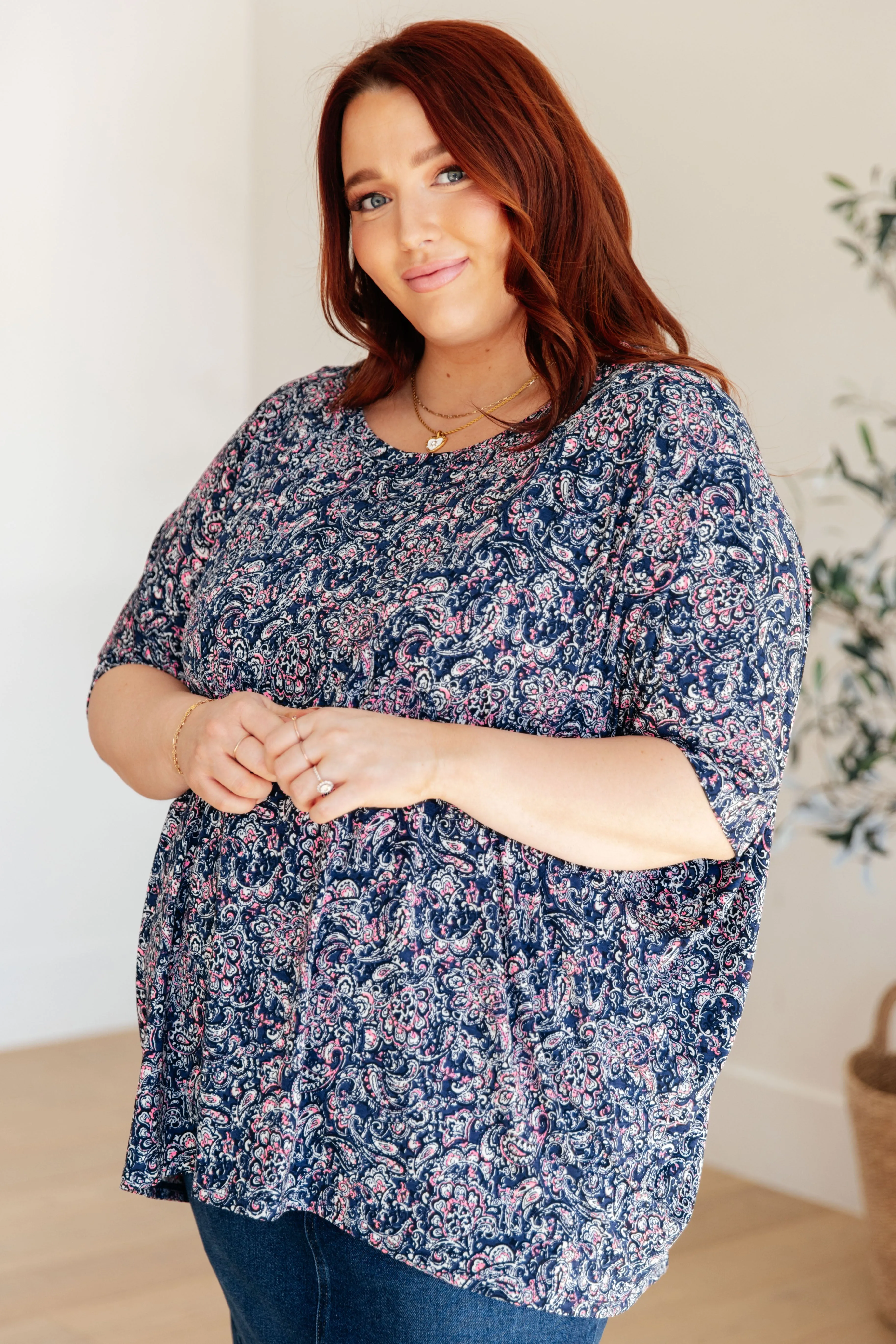 Hazel Blues® |  Essential Blouse in Navy Paisley