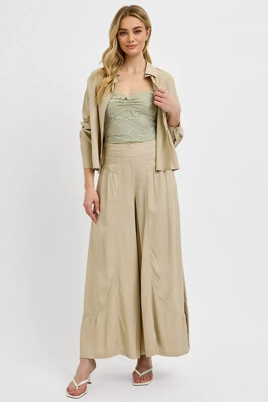 Hazel Blues® |  RISEN Shirring Detail Wide Leg Pants