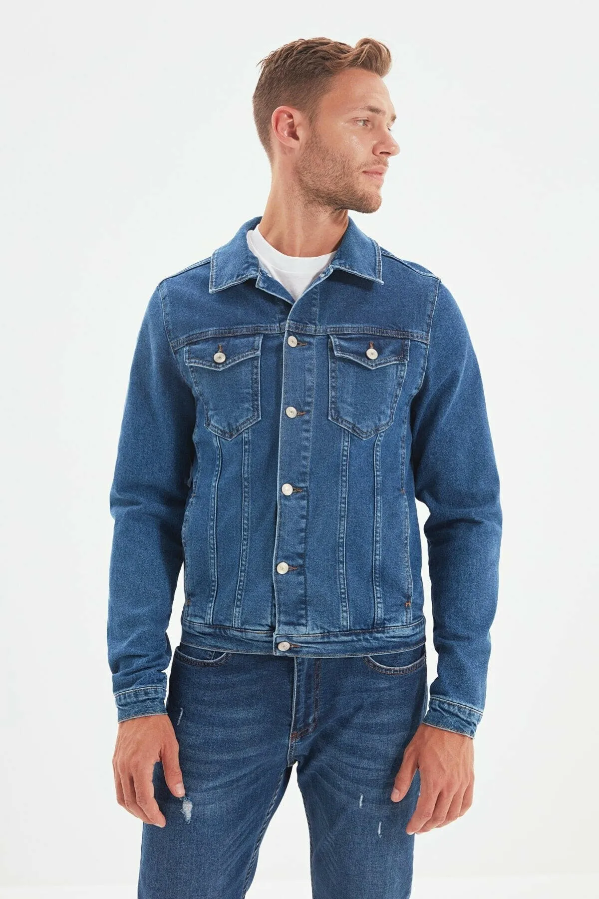 HB Mens Denim Jacket Stretchable Fine Lycra