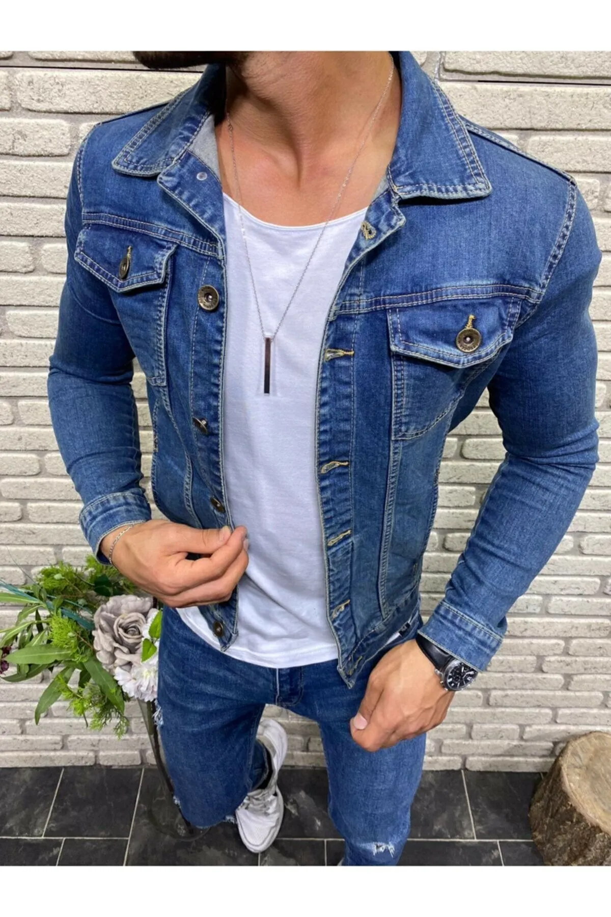 HB Mens Denim Jacket Stretchable Fine Lycra