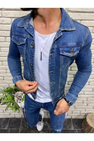 HB Mens Denim Jacket Stretchable Fine Lycra