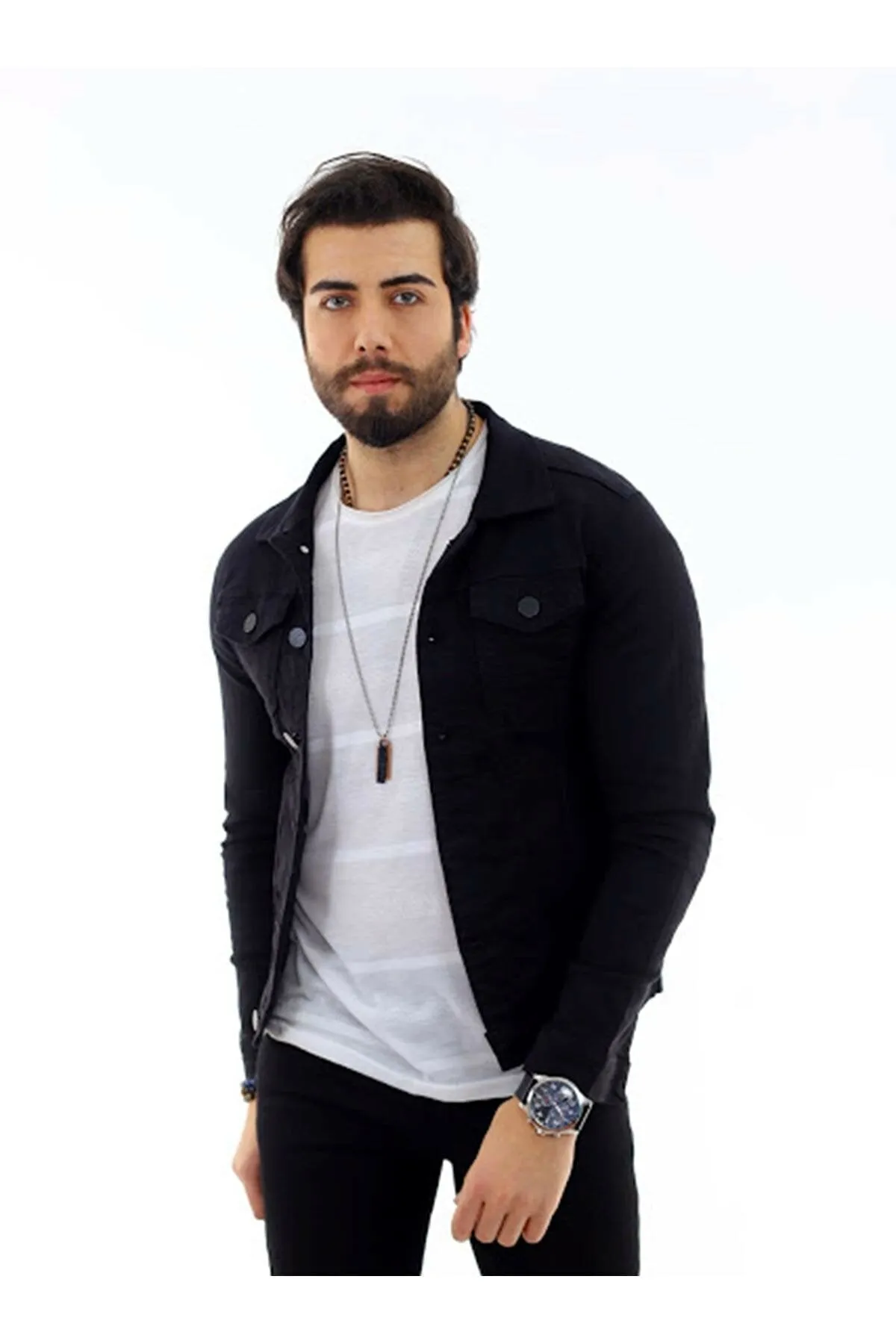 HB Mens Denim Jacket Stretchable Fine Lycra