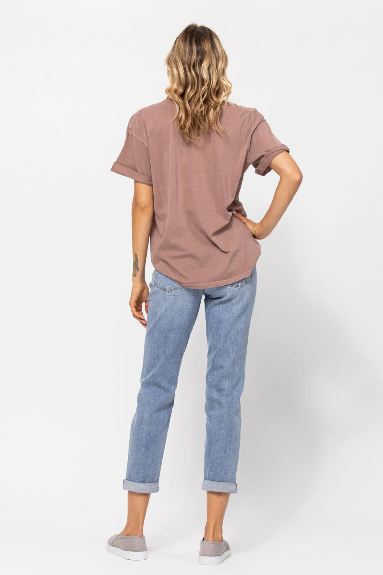 Here To Stay Bleach Wash Boyfriend Jeans