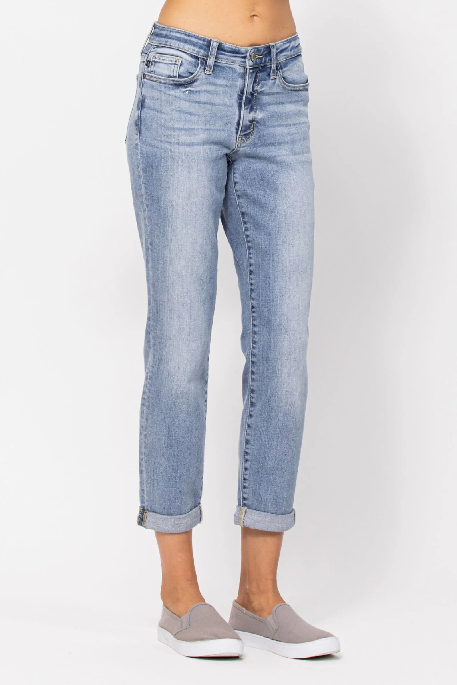 Here To Stay Bleach Wash Boyfriend Jeans