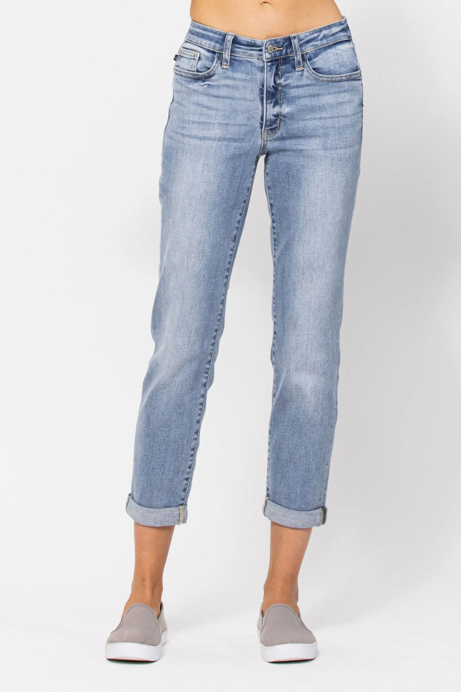 Here To Stay Bleach Wash Boyfriend Jeans