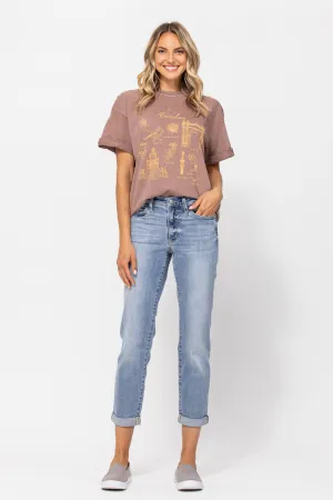 Here To Stay Bleach Wash Boyfriend Jeans