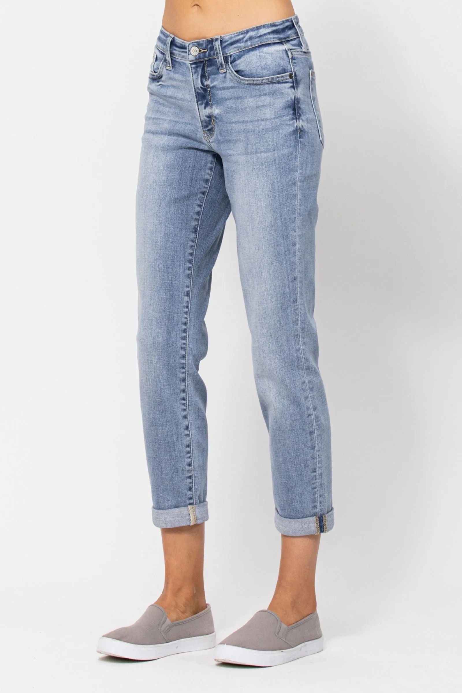 Here To Stay Bleach Wash Boyfriend Jeans