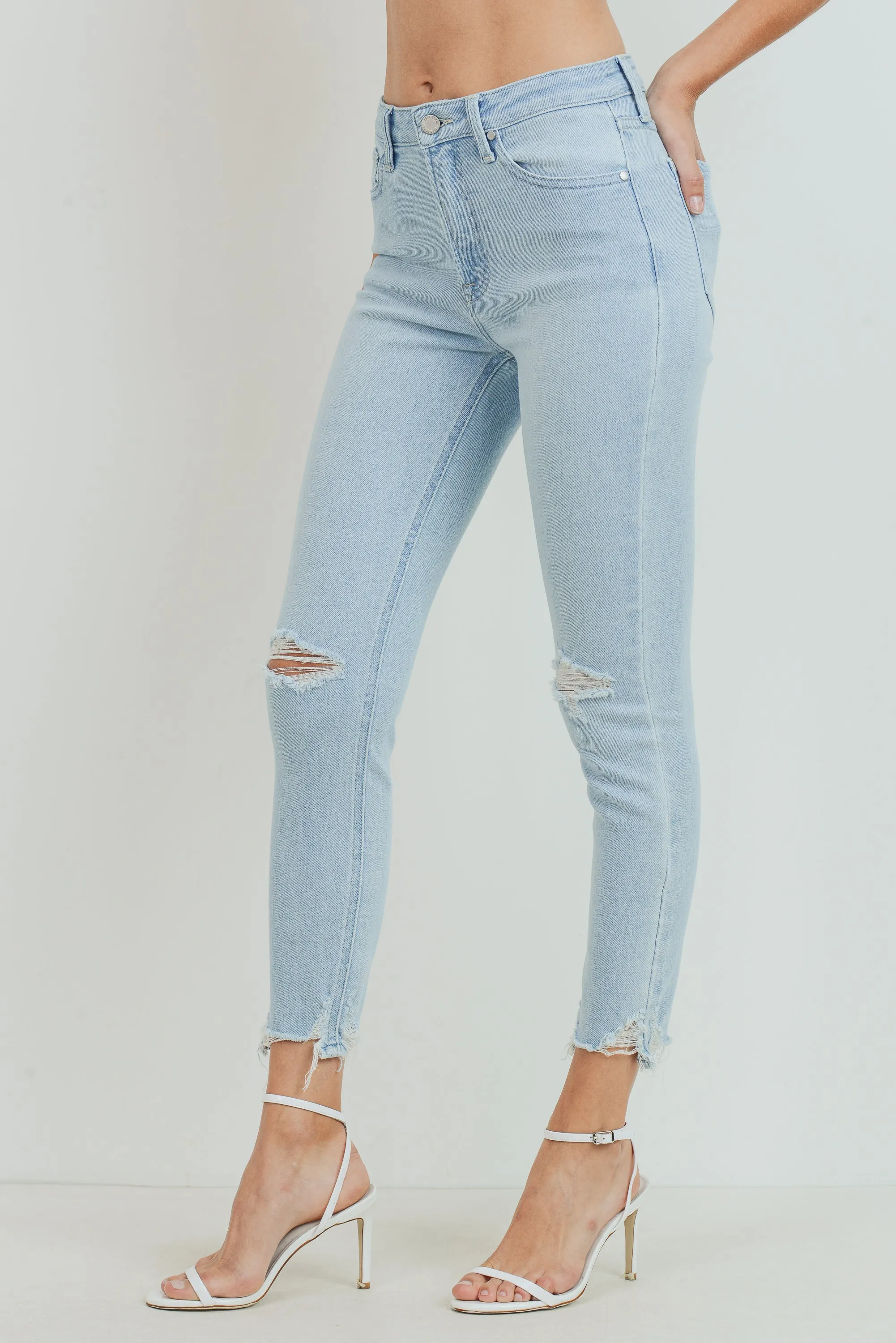 High Rise Destroyed Skinny Jean