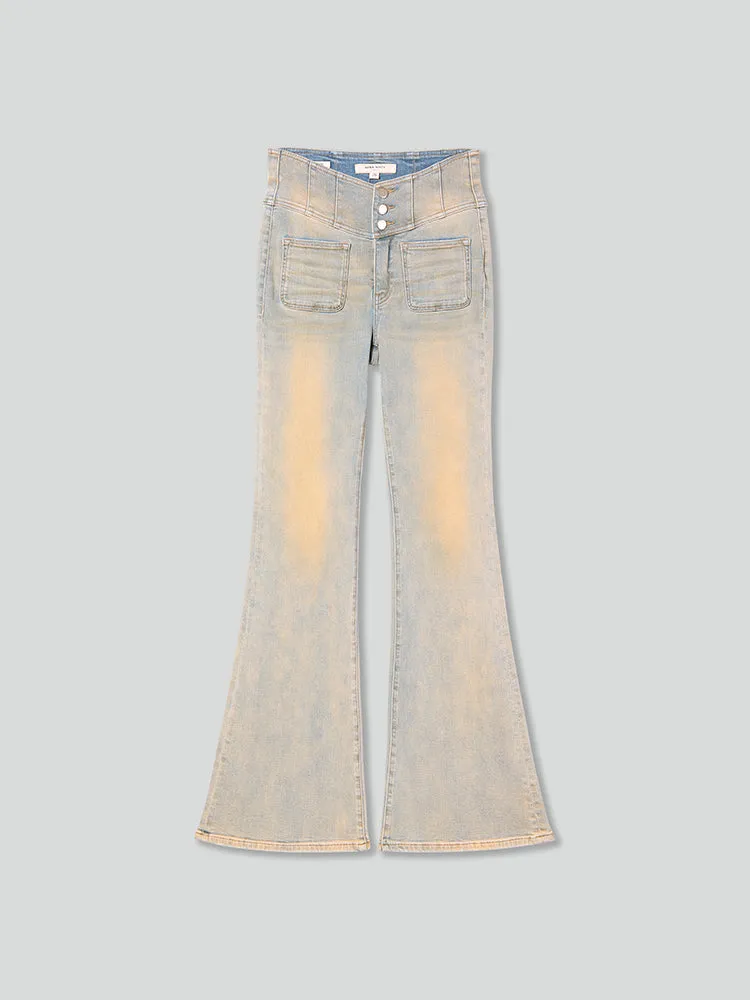 High Waisted Flared Jeans-GLENDA PLUS 5