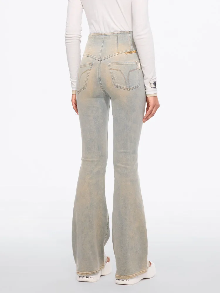 High Waisted Flared Jeans-GLENDA PLUS 5
