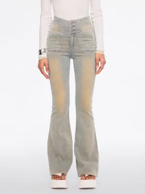 High Waisted Flared Jeans-GLENDA PLUS 5