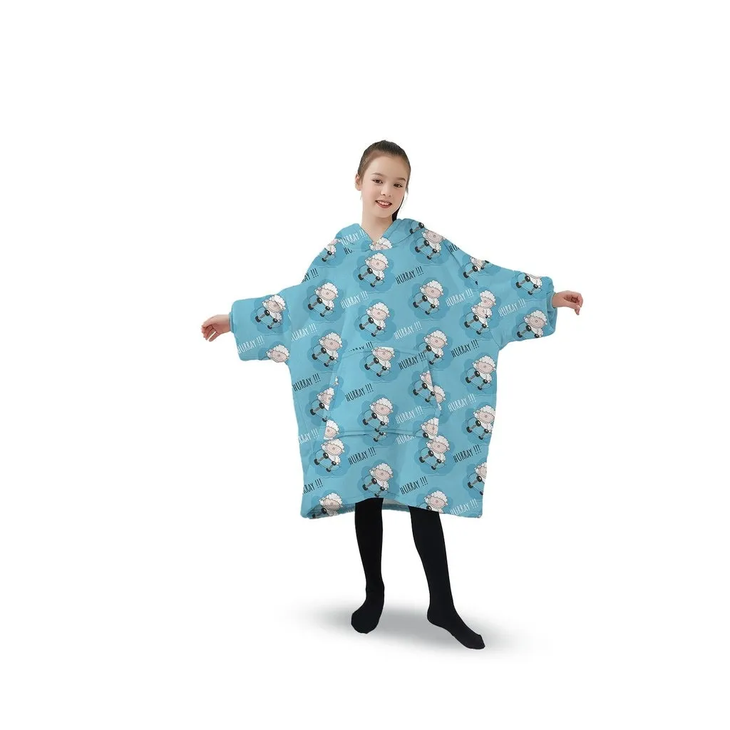 Hoodie Blanket (Kids Sheep light blue )