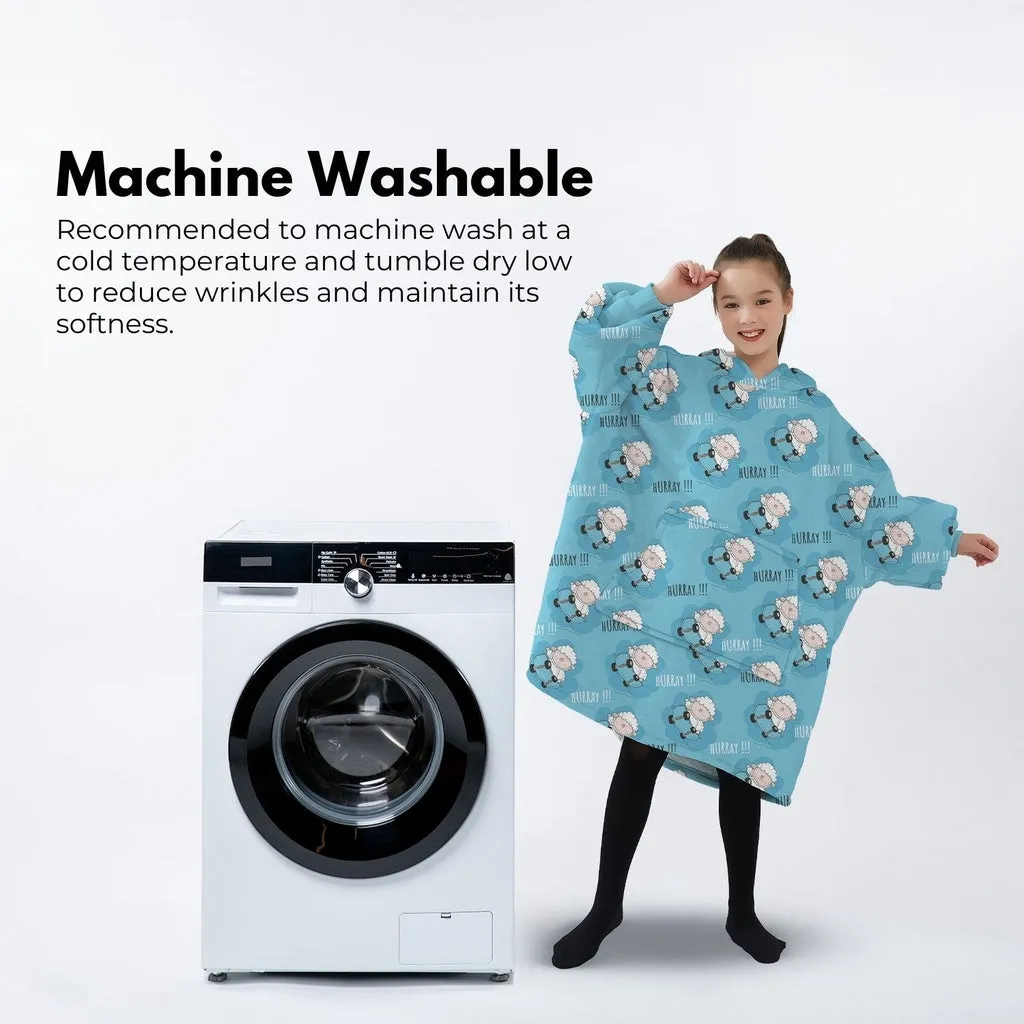Hoodie Blanket (Kids Sheep light blue )
