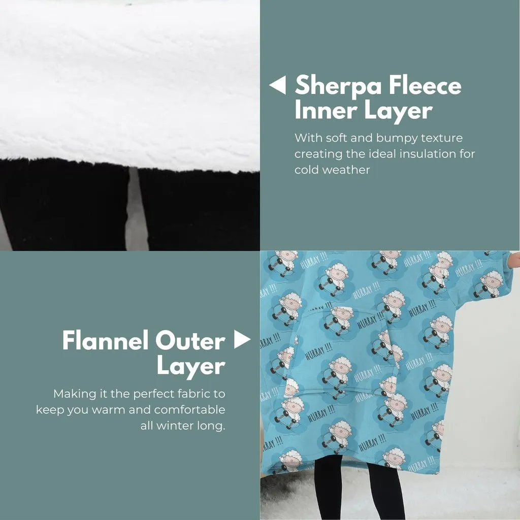 Hoodie Blanket (Kids Sheep light blue )