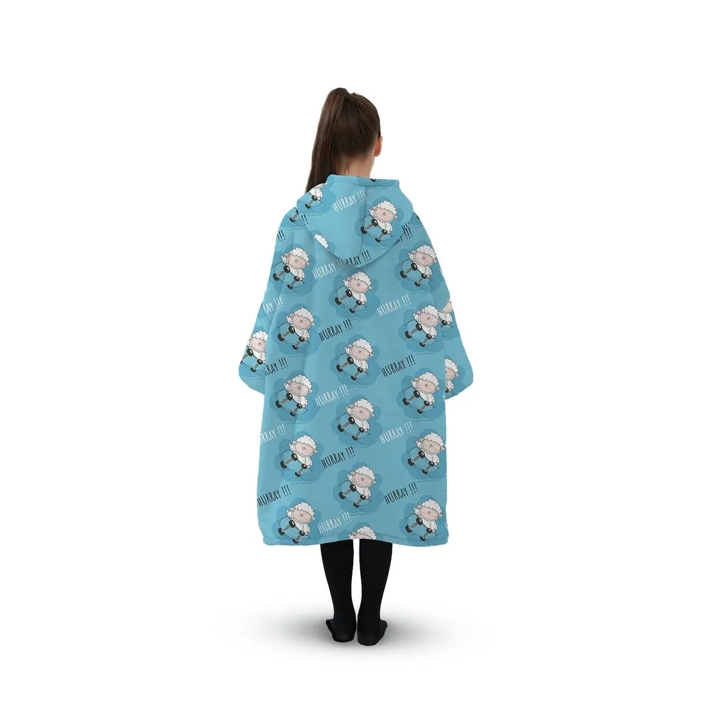Hoodie Blanket (Kids Sheep light blue )