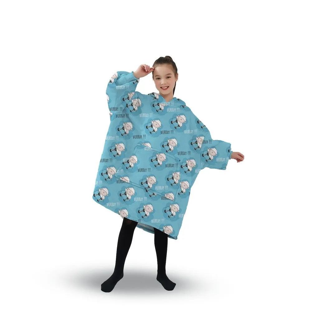 Hoodie Blanket (Kids Sheep light blue )