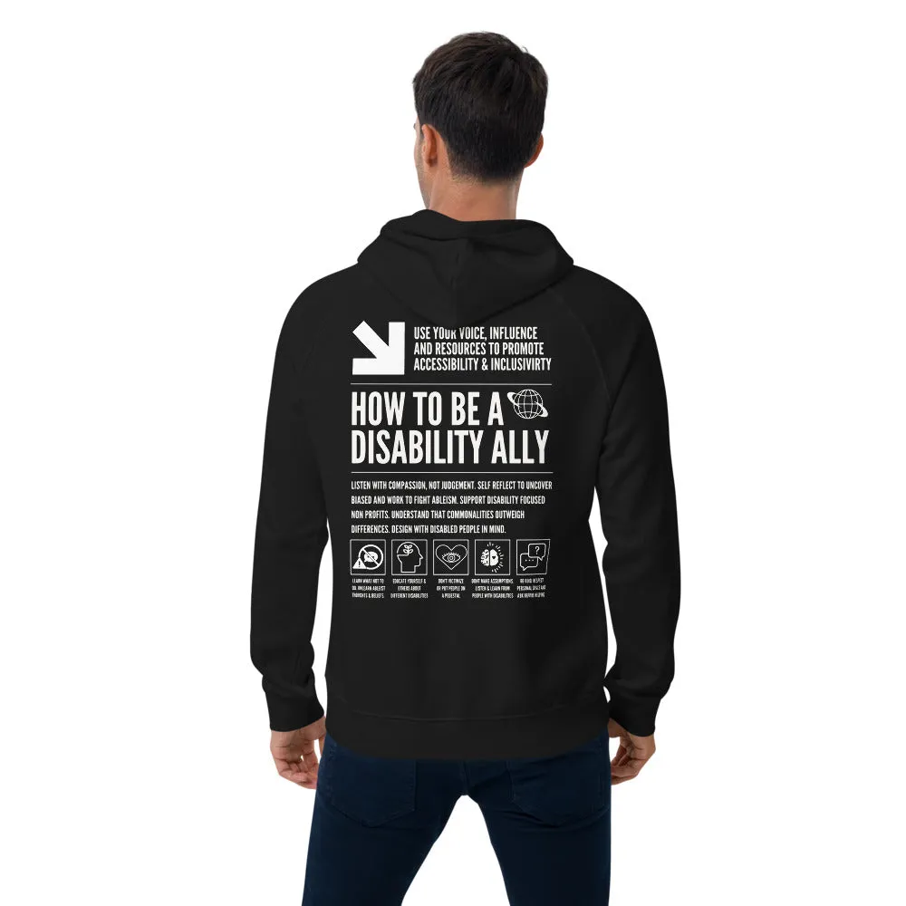 How to be a Disability Ally Black Graphic Sweatshirt Allyship Eco Raglan Hoodie