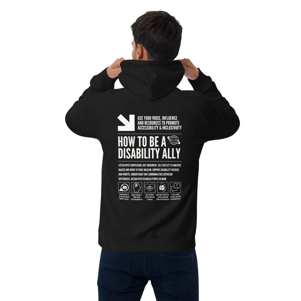 How to be a Disability Ally Black Graphic Sweatshirt Allyship Eco Raglan Hoodie