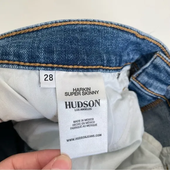 Hudson Harkin Super Skinny Cuffed Distressed Jeans Size 28