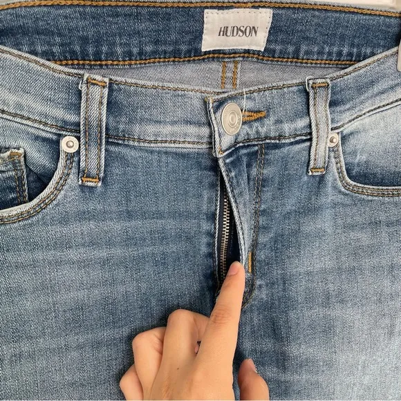 Hudson Harkin Super Skinny Cuffed Distressed Jeans Size 28