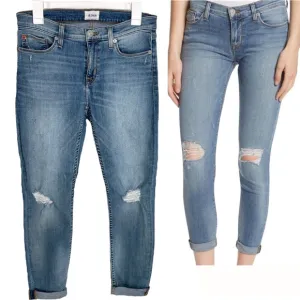 Hudson Harkin Super Skinny Cuffed Distressed Jeans Size 28