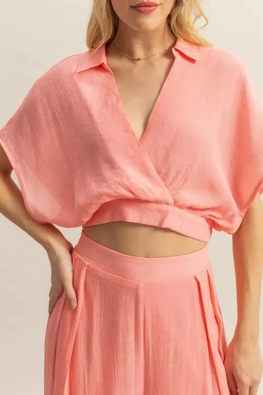 HYFVE Kimono Sleeve Crop Top and Wide Leg Pants Set