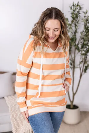 IN PRODUCTION Rylie Striped Lightweight Hoodie - Cream and Peach