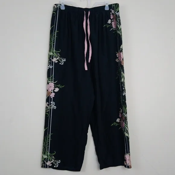 INC International Concepts Intimates Silky Floral Flowy Drawstring Pants