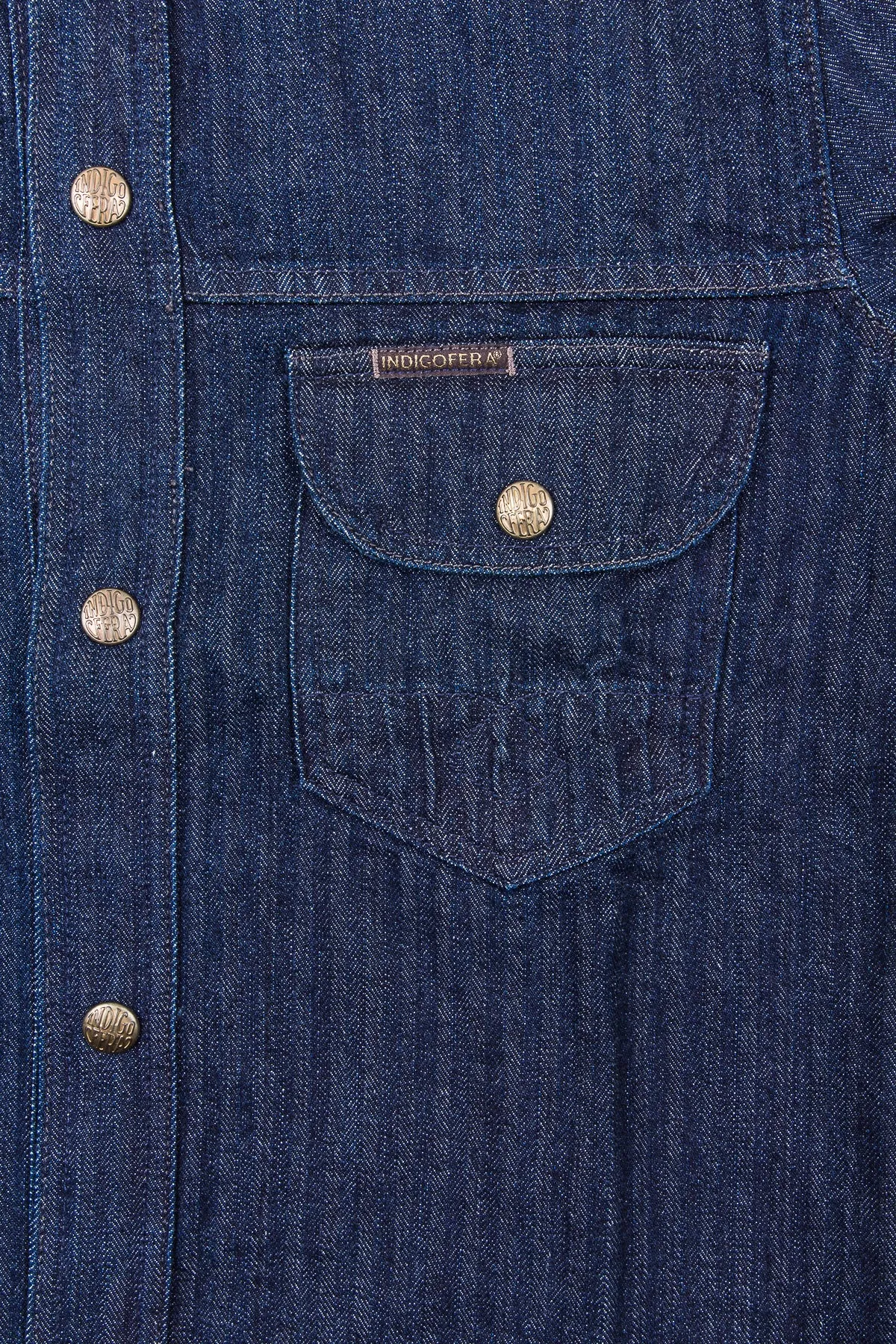 Indigofera Fargo Shirt Indigo Herringbone