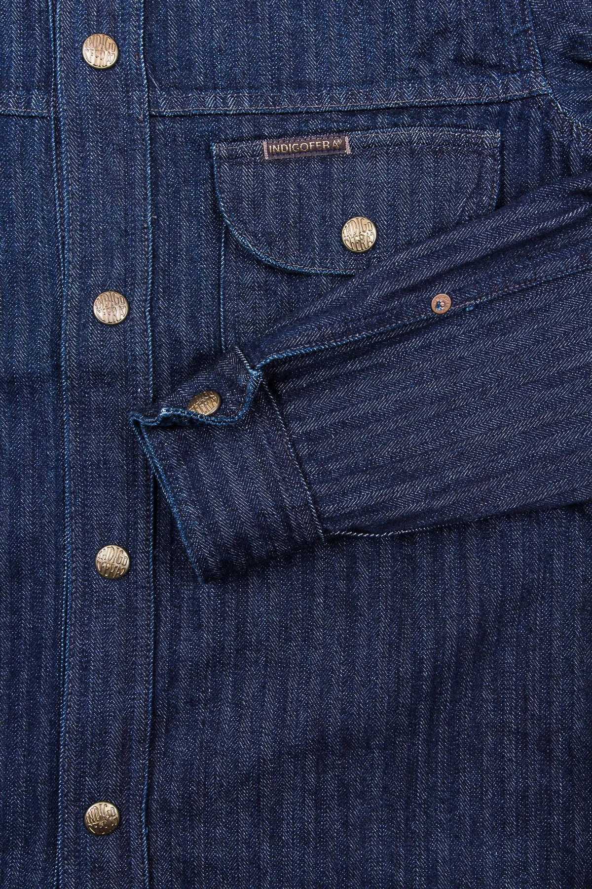 Indigofera Fargo Shirt Indigo Herringbone