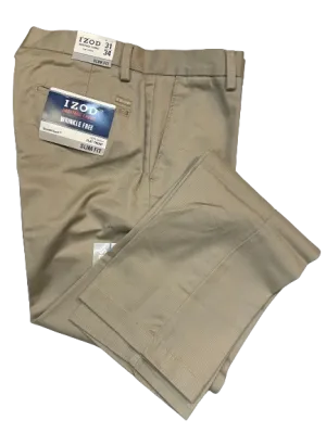 IZOD American Chino Flat Front Slim Fit Beige