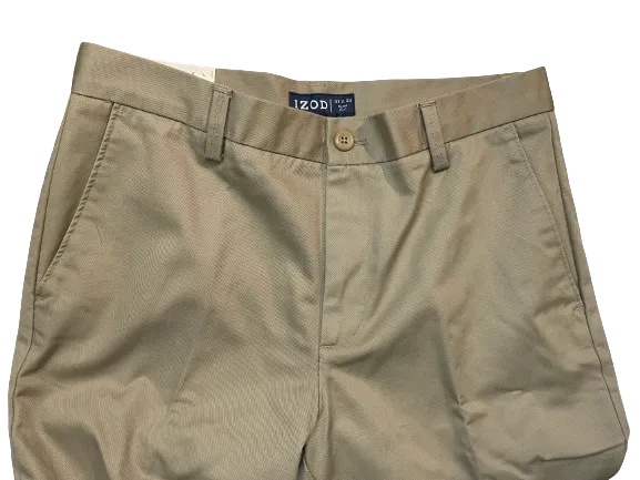 IZOD American Chino Flat Front Slim Fit Beige