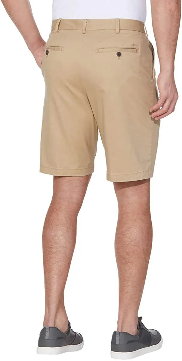 IZOD Men's Flat Front Relaxed Cedarwood Khaki Stretch Shorts