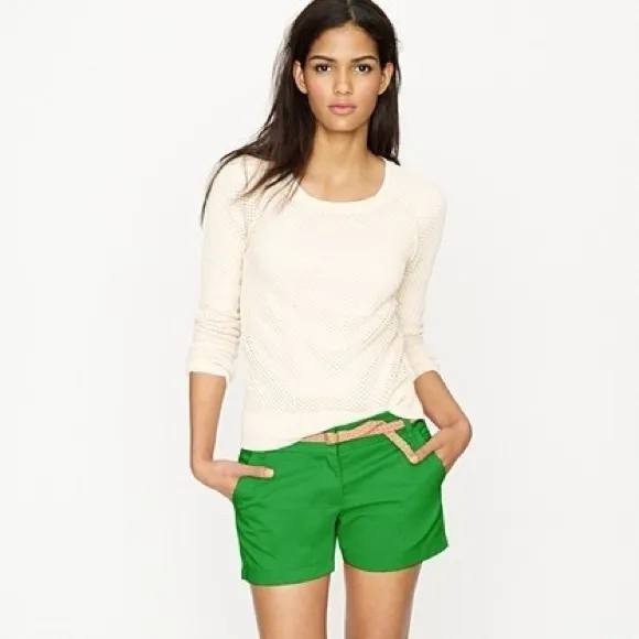J. Crew 100% Cotton Broken-in Chino Shorts Kelly Green Size 8