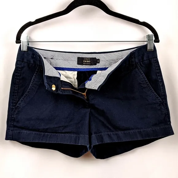 J. Crew Chino Shorts Flat Front Classic Preppy Cotton Blue 2.5&quot; inseam size 4