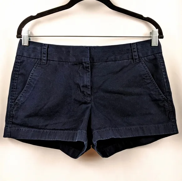 J. Crew Chino Shorts Flat Front Classic Preppy Cotton Blue 2.5&quot; inseam size 4