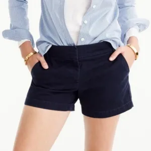 J. Crew Chino Shorts Flat Front Classic Preppy Cotton Blue 2.5&quot; inseam size 4
