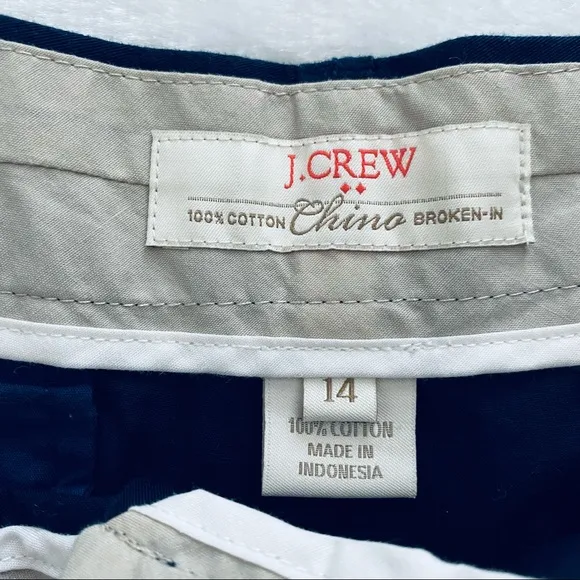 J. Crew | Navy Blue 100% Cotton Broken-In Chino Shorts