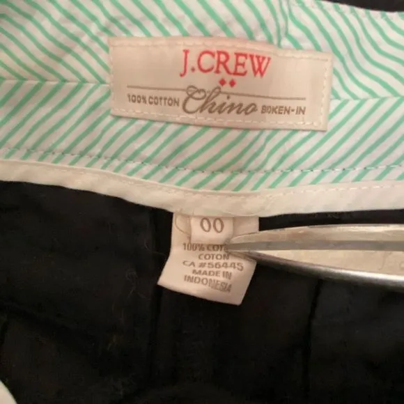 J. crew Black 100% Cotton Chino Broken In Shorts