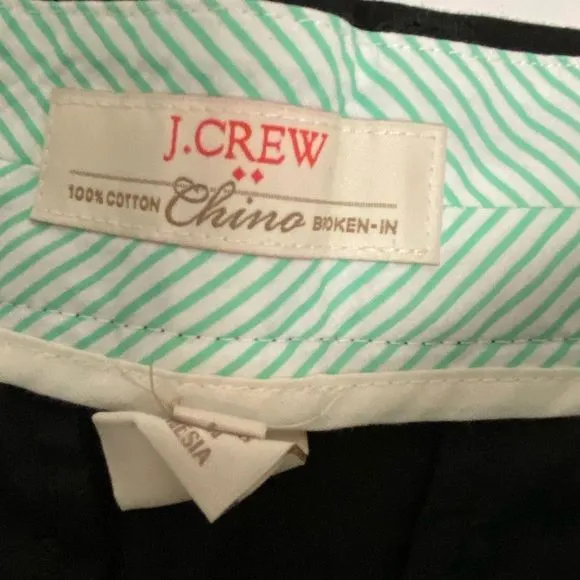 J. crew Black 100% Cotton Chino Broken In Shorts