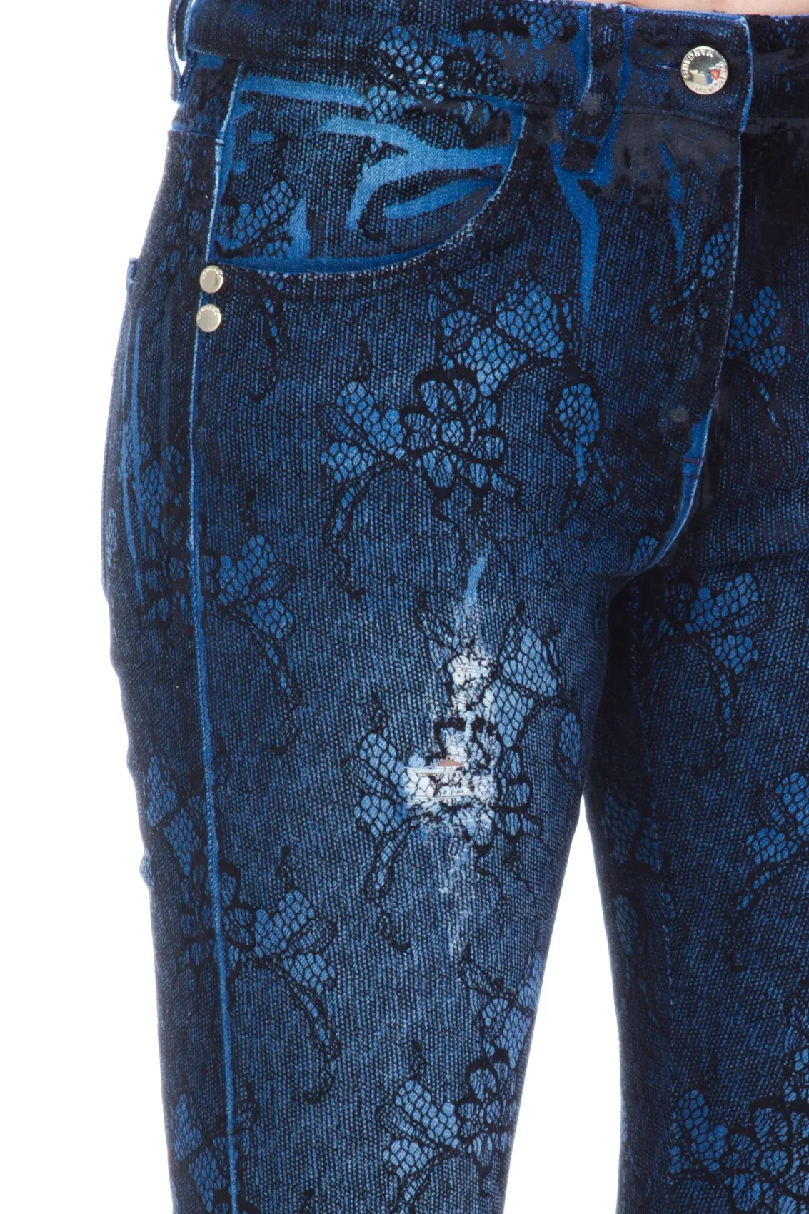 Jeans a Vita Alta Stampa Floreale