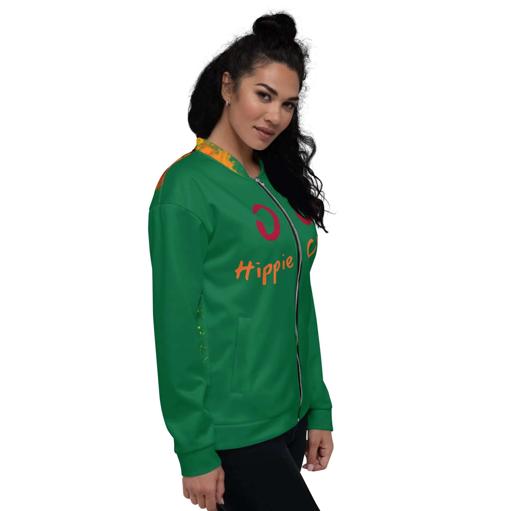 Jewel Bomber Jacket - OG Hippie Chick (large Lion on back)