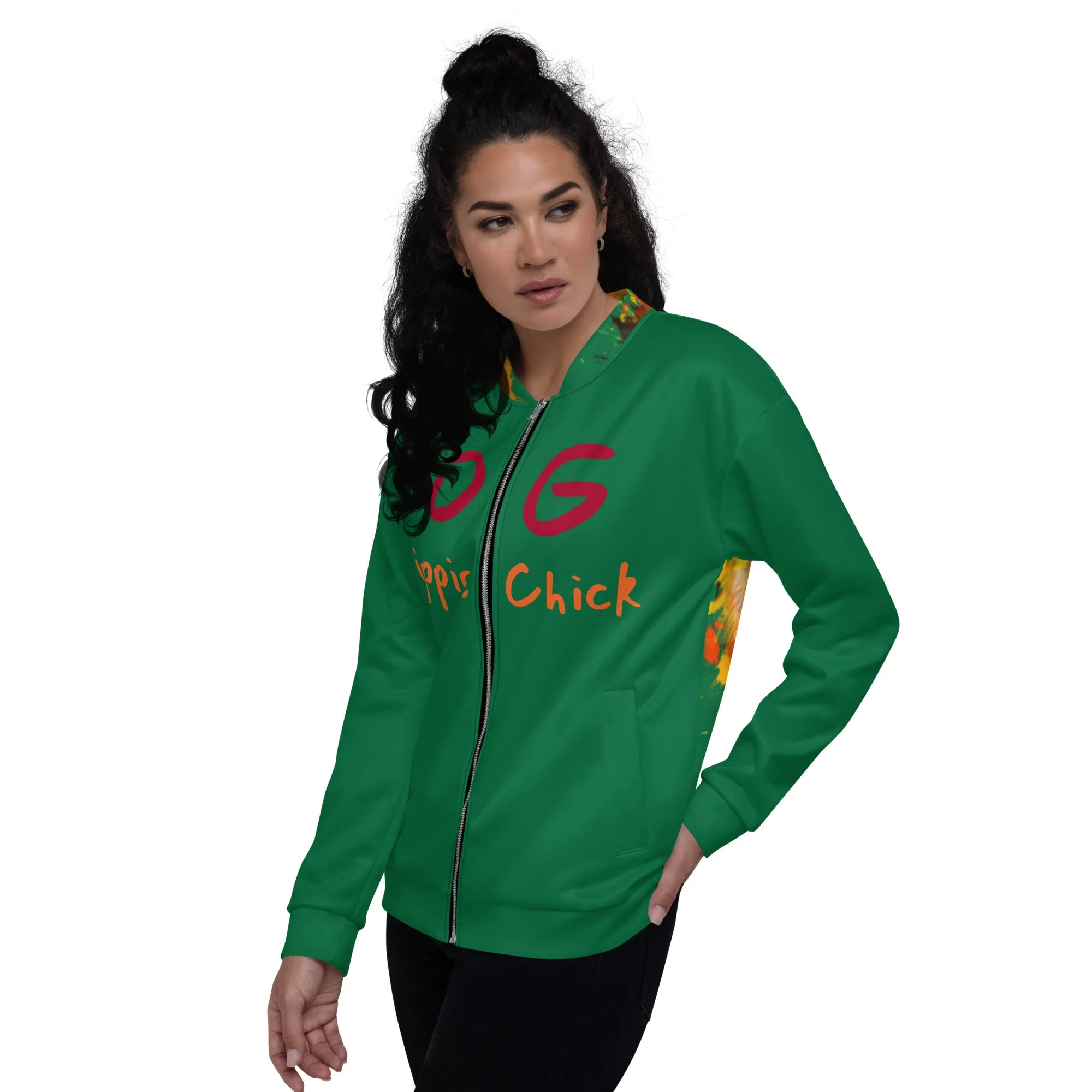 Jewel Bomber Jacket - OG Hippie Chick (large Lion on back)