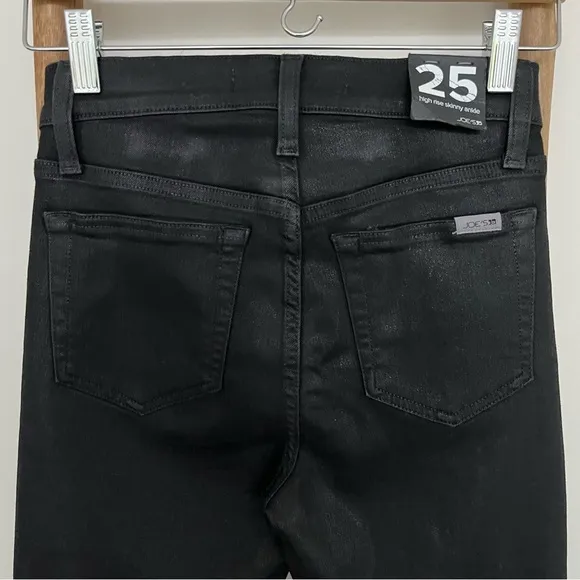 [joe’s jeans] high rise skinny ankle coated jeans black 25