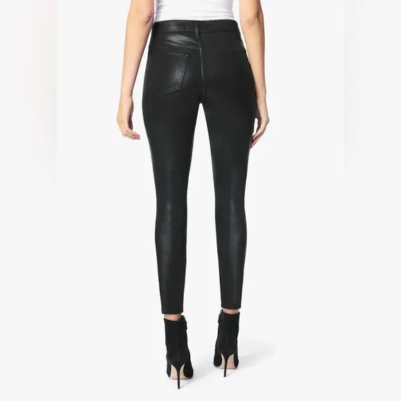 [joe’s jeans] high rise skinny ankle coated jeans black 25
