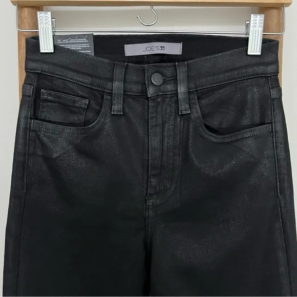 [joe’s jeans] high rise skinny ankle coated jeans black 25