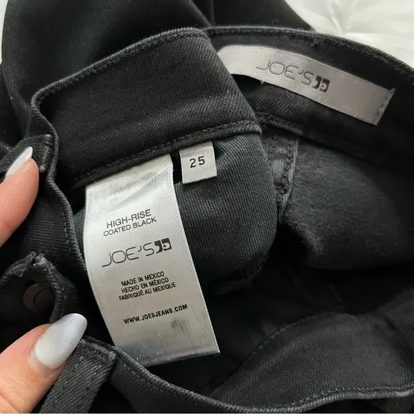 [joe’s jeans] high rise skinny ankle coated jeans black 25