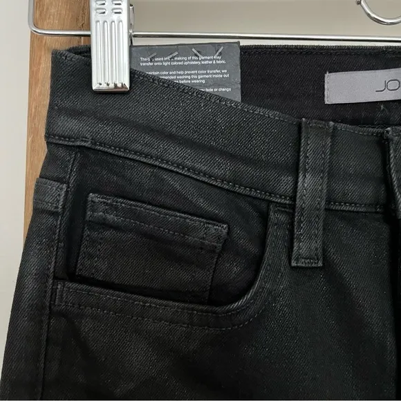 [joe’s jeans] high rise skinny ankle coated jeans black 25