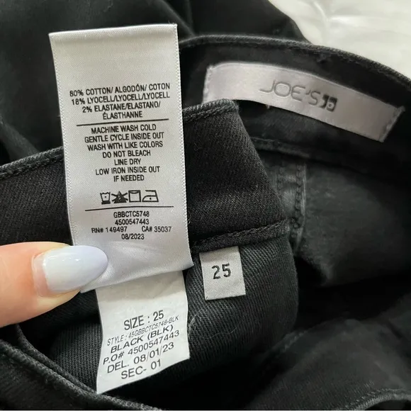 [joe’s jeans] high rise skinny ankle coated jeans black 25