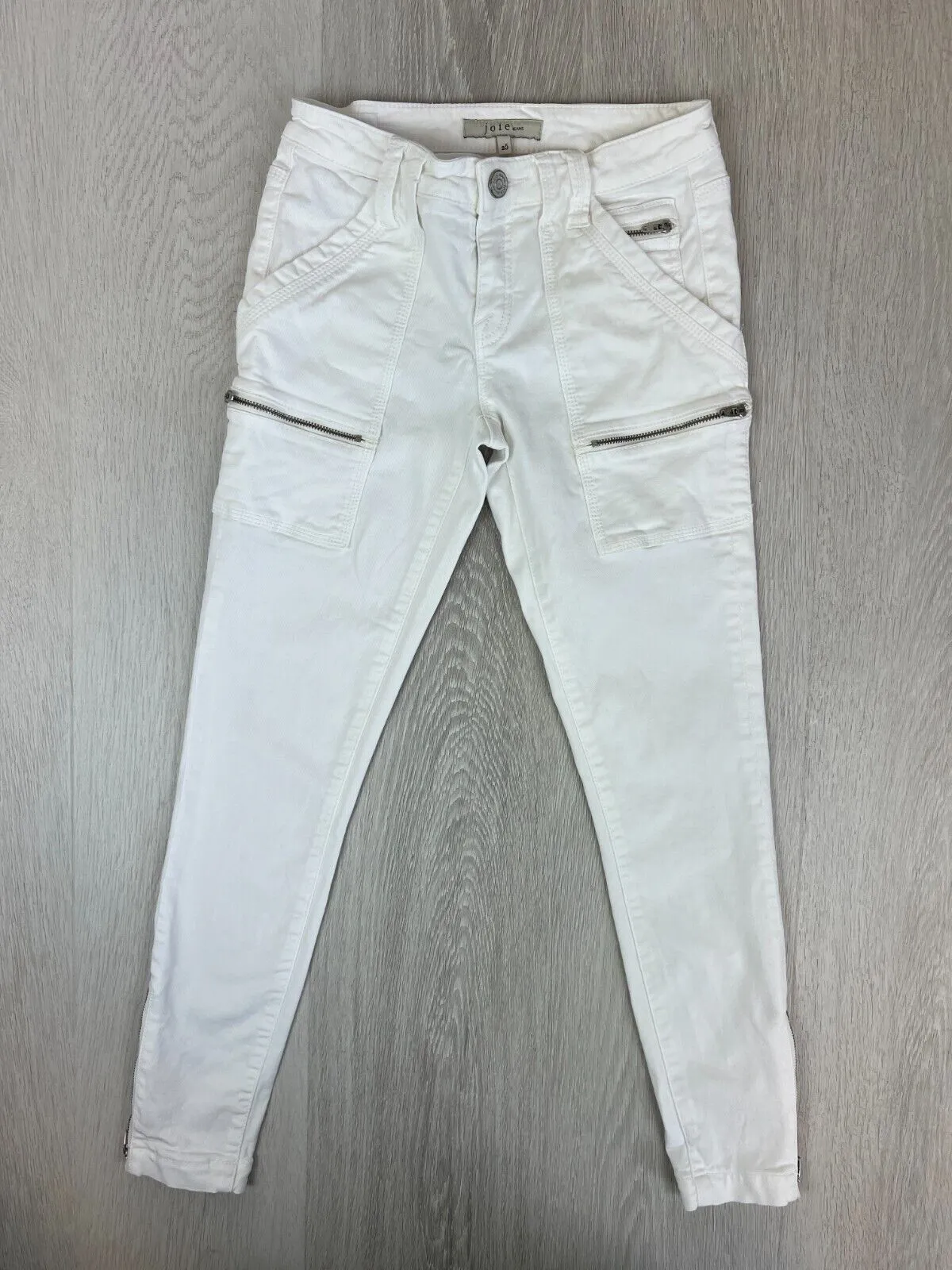 Joie Jeans Womens White Skinny Ankle Zip Cargo Style Jeans Size 25